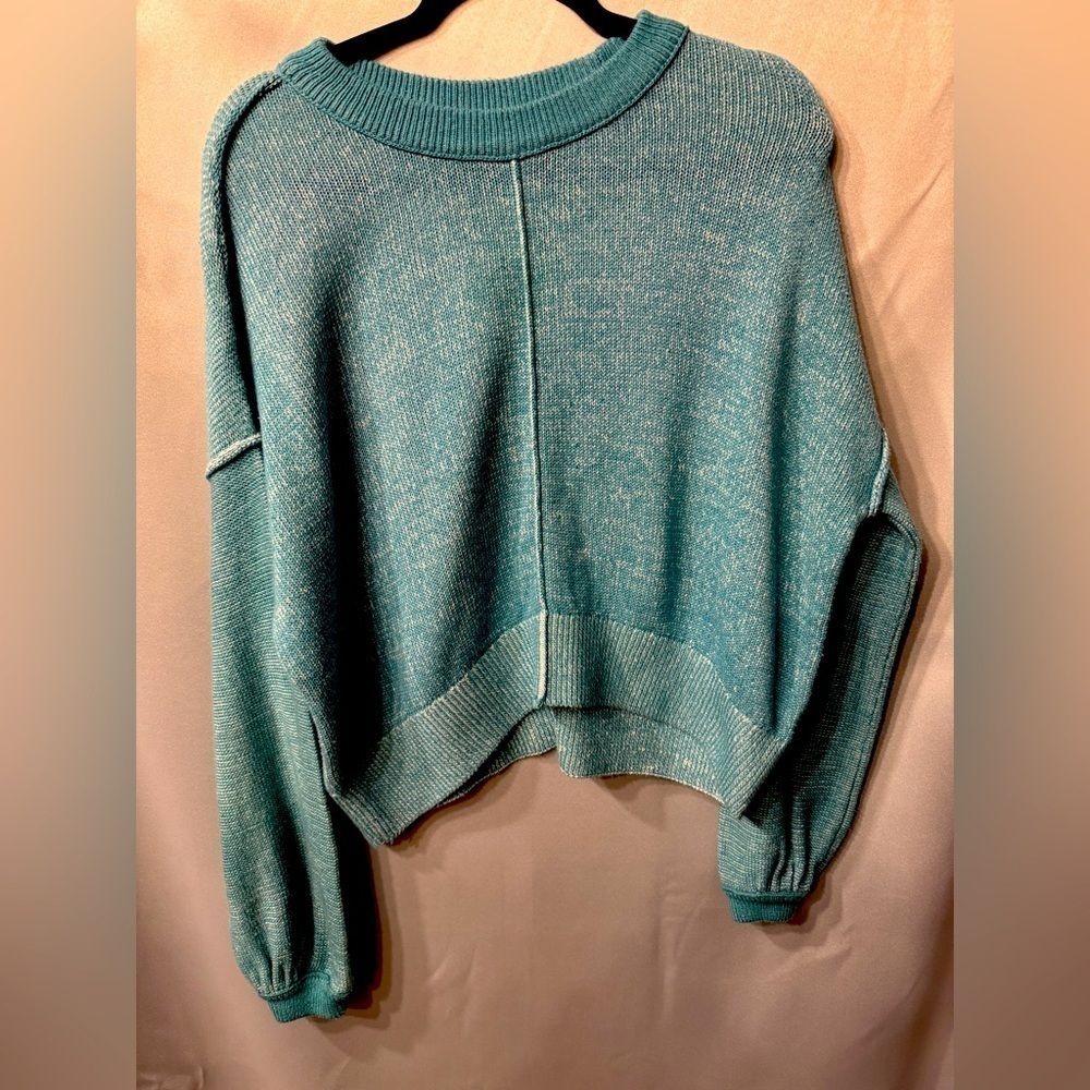 SO Boxy Sweater, balloon sleeves, blue, Size medium